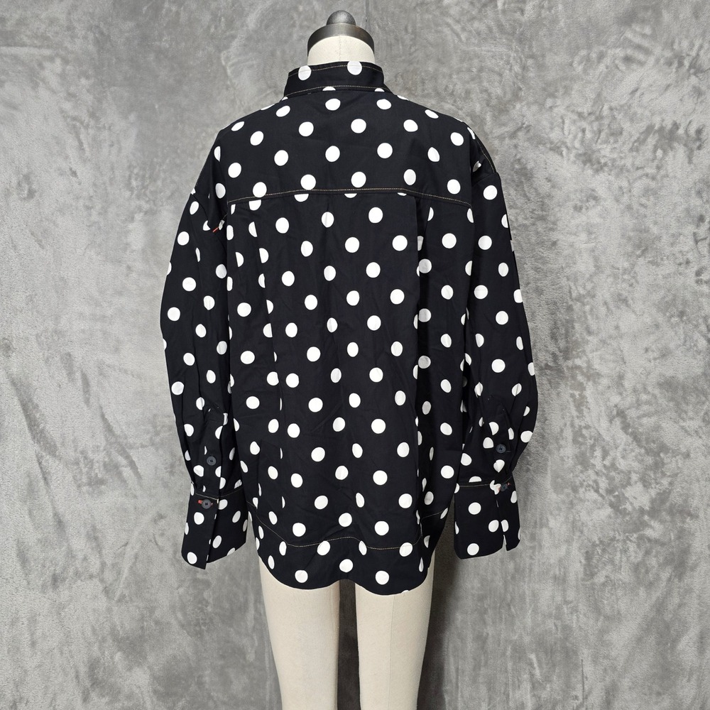 Aligne Jude Spot Blouse Women 10 Black Polka Dot Organic Cotton Top Mod Retro - Picture 4 of 16